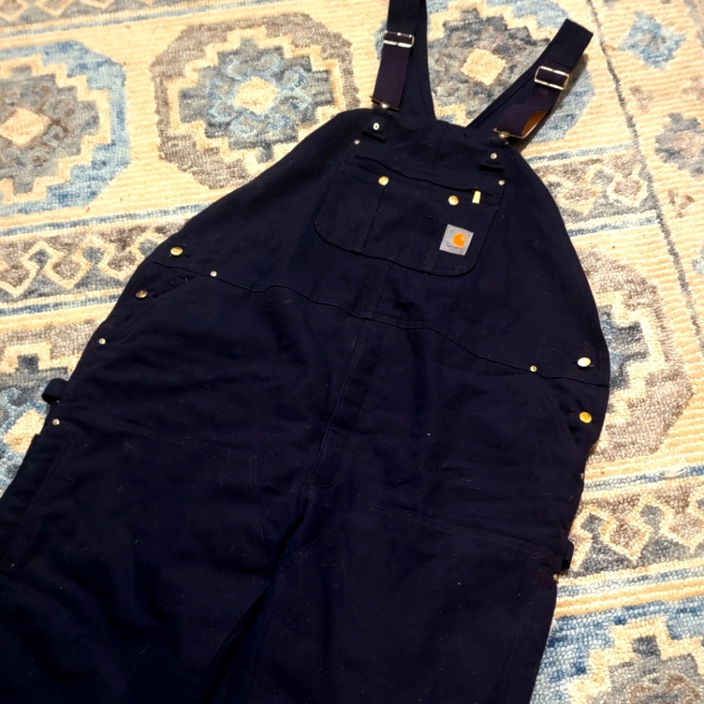 Like New Carhartt Navy Bib Lined Overalls